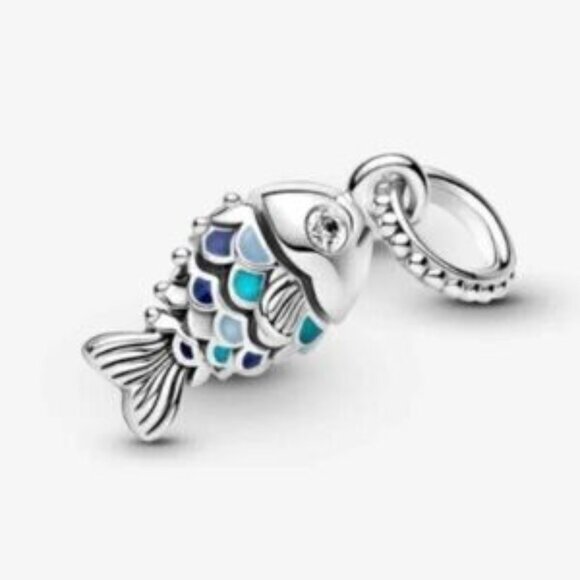 Pandora Blue Scaled Fish Dangle Charm - Picture 3 of 3